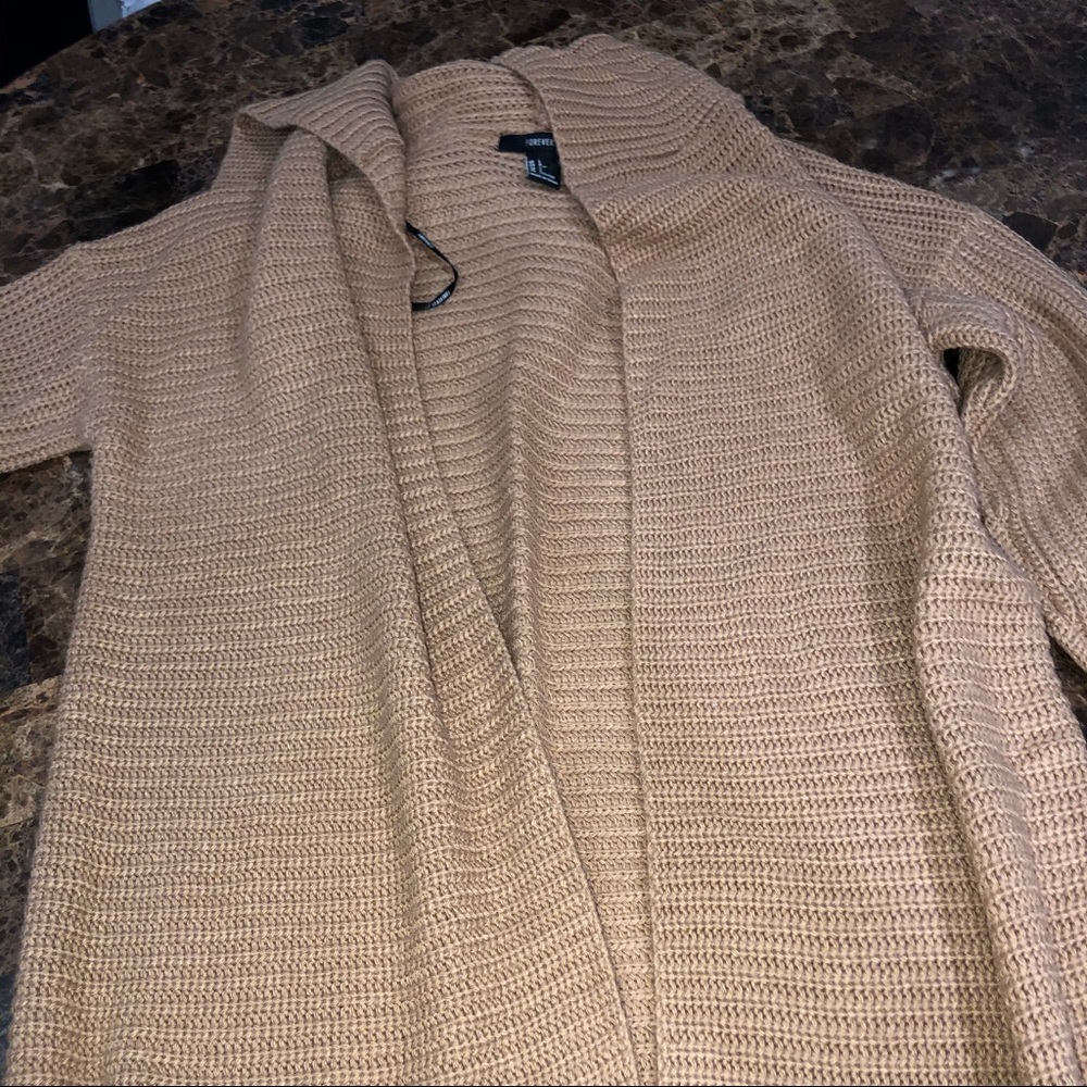Long cardigan with hoodie